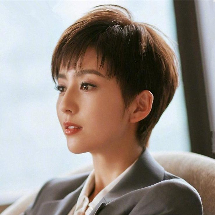 Tóc giả người thật Tóc giả nữ tóc giả nữ tóc ngắn bồng bềnh tự nhiên như thật tóc bobo bộ tóc giả mặt tròn bộ tóc tạo kiểu đẹp trai