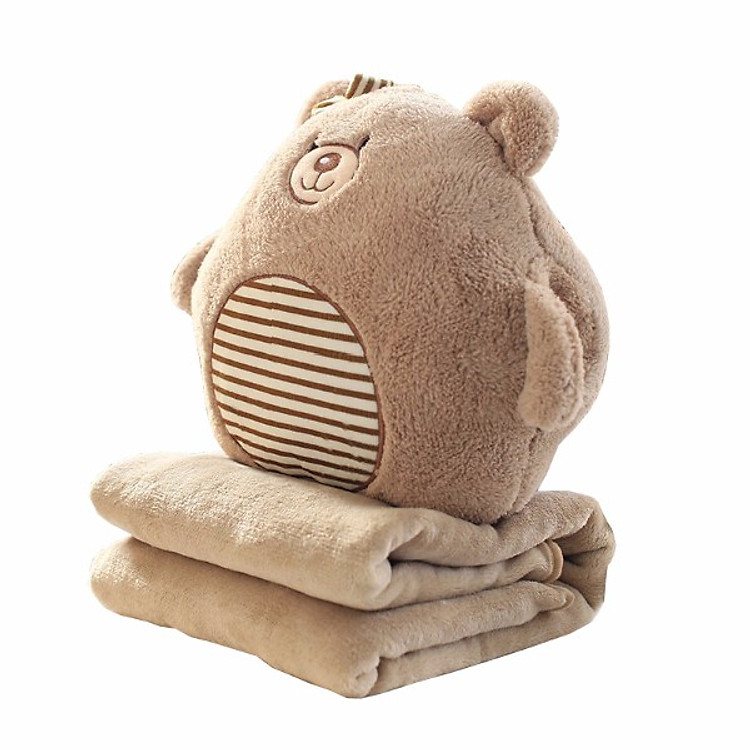 Combo chăn gối ngủ văn phòng tiện lợi Gấu Tròn 1.1 x 1.7m