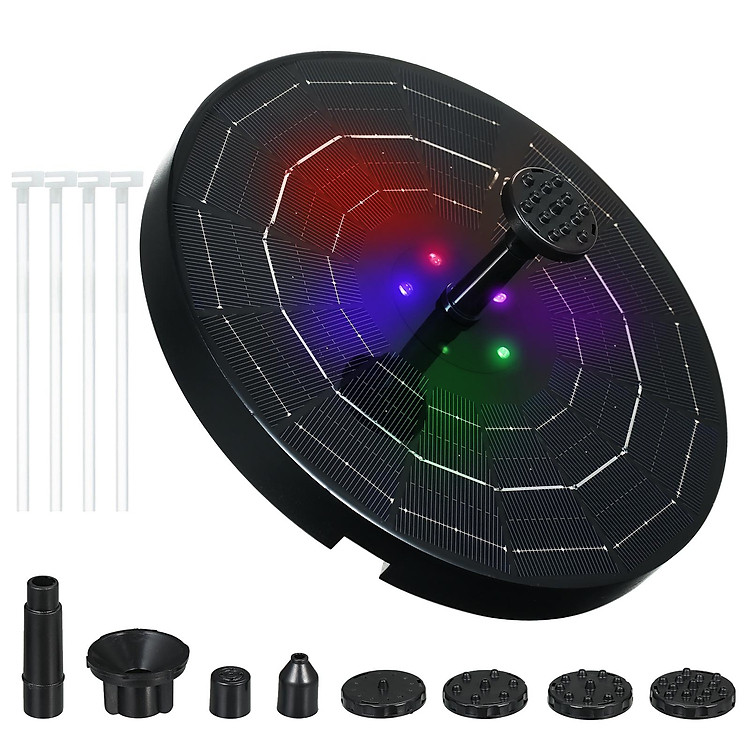 Solar Fountain Pump Outdoor Decor Solar Power Water Fountain Pump with 6 Nozzle for Bird Bath Pond Garden Swimming Pool