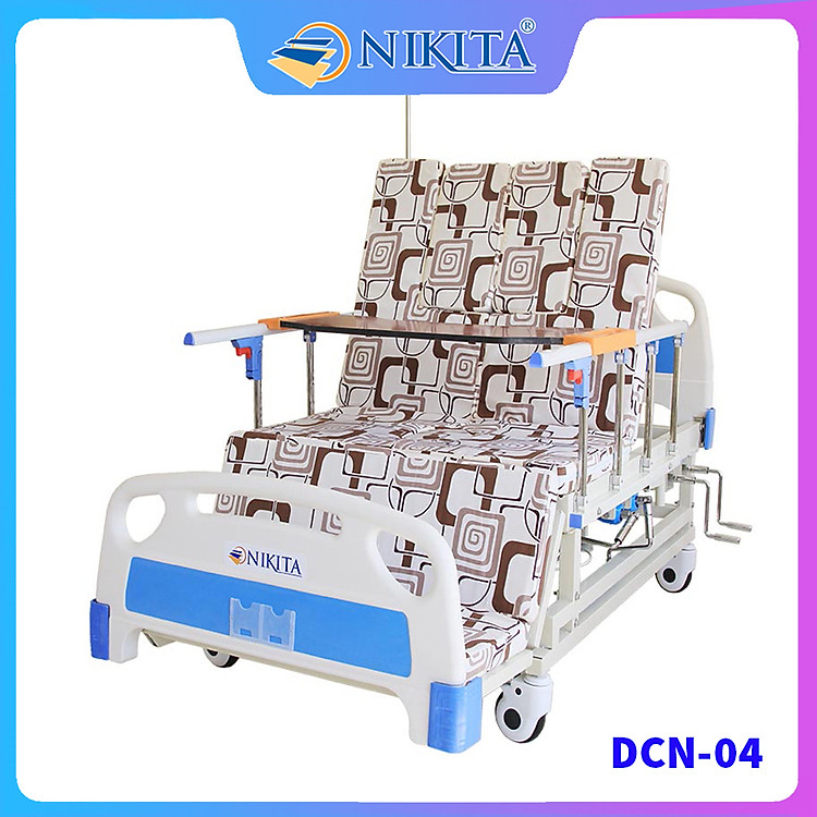 Giường bệnh cao cấp - DCN04 - Nâng đầu, nâng hạ chân, nghiêng trái phải, có chổ để bô - Chính hãng NIKITA