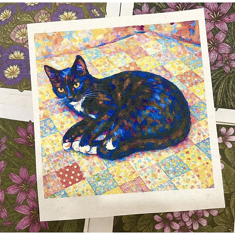 Thần thái của Mèo – Tranh giấy dó (10x15cm)