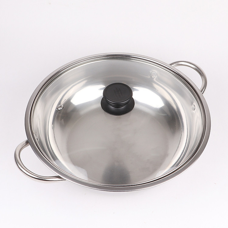Nồi lẩu inox dày loại lớn 26cm có nắp kính cao cấp NL26 – Fuki24