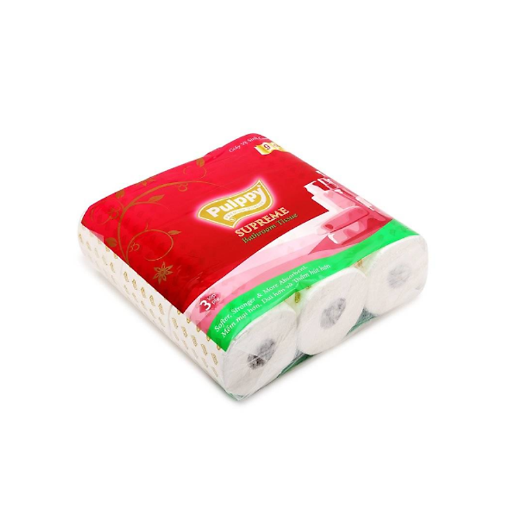 Giấy Vệ Sinh 3 Lớp Pulppy Supreme Bịch (9 Cuộn)