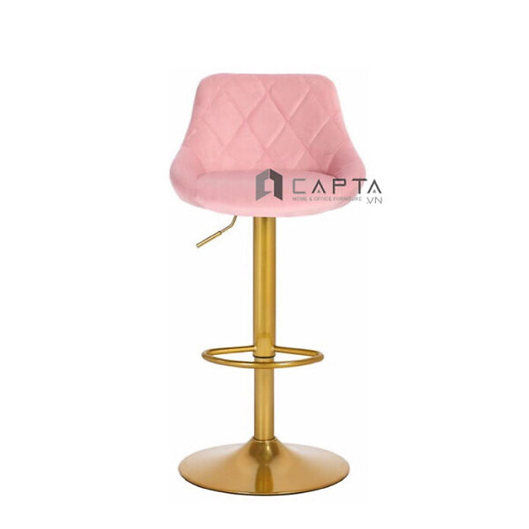 Ghế quầy bar chân vàng CB2261B-F Nội thất Capta vải nhung chân sắt sơn tĩnh điện màu vàng gold