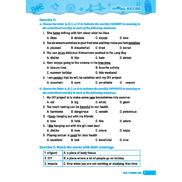 GLOBAL SUCCESS - Bài Tập Cuối Tuần Tiếng Anh Lớp 8 Tập 1 (Có Đáp Án) - Ảnh 3