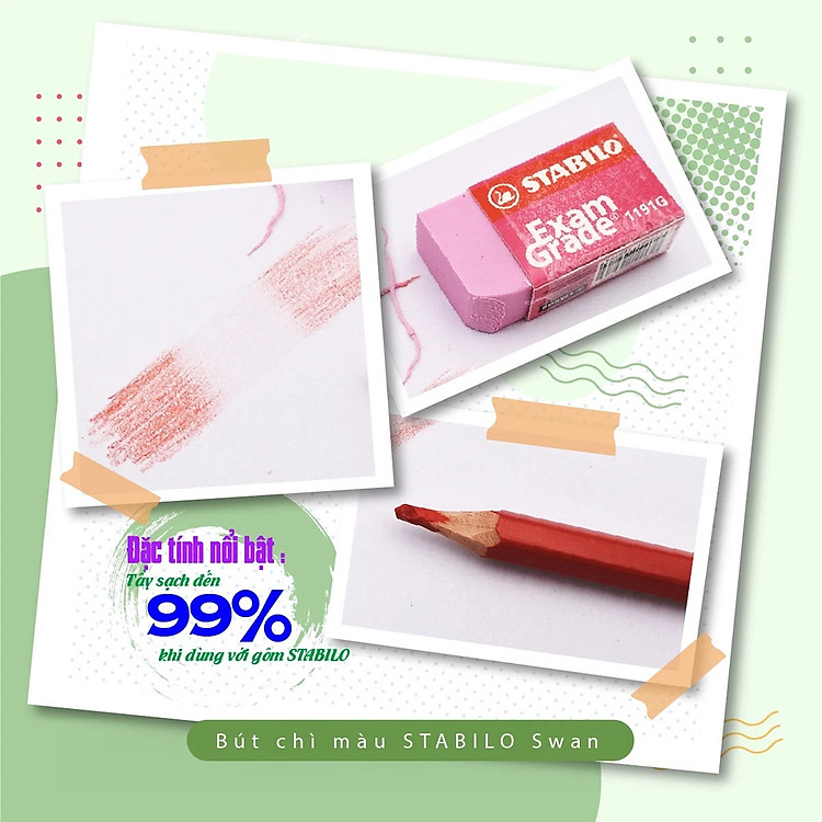 Bộ Bút Chì Màu Tẩy Xóa STABILO Swans (24 màu) - Ảnh 5