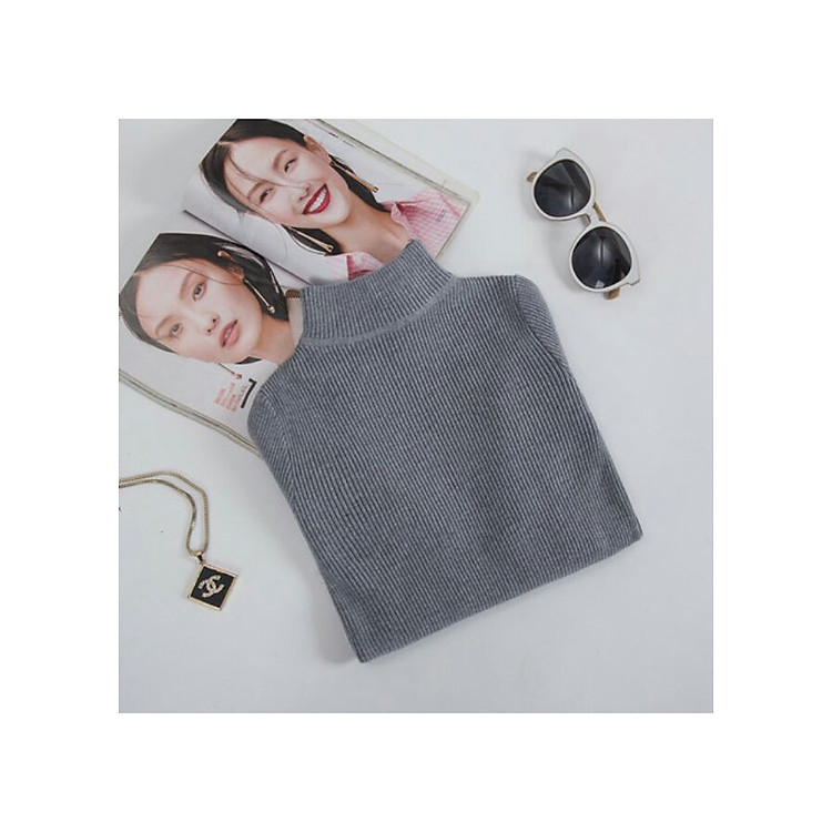 Áo len Nữ Len Tăm Cổ Cao 3 Phân mềm mại