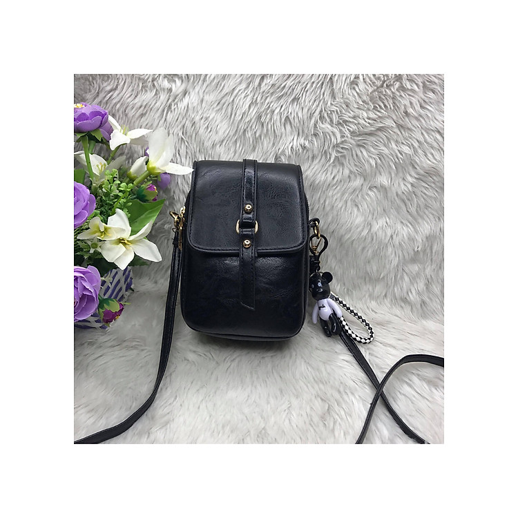 Túi Đeo Chéo Nữ 2 Ngăn Đựng Được Điện Thoại Có Móc Gấu SK11810