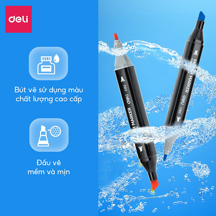 Bút Màu Marker Chuyên Nghiệp Deli (30/40/60/80 chiếc) - Ảnh 2