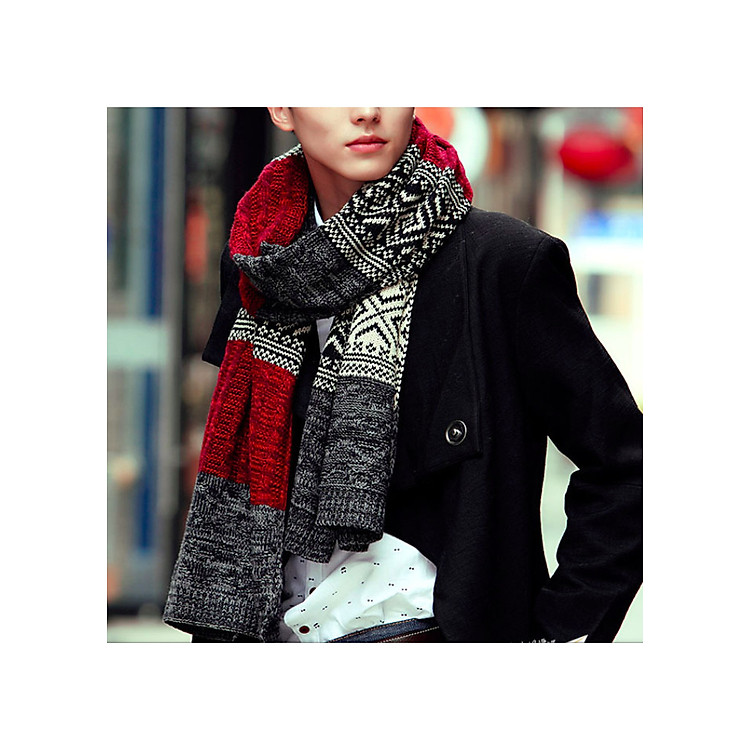 Khăn len choàng cổ nam nữ phối màu đẹp dài 1m8 rộng 35cm phong cách hàn quốc thu đông 2020