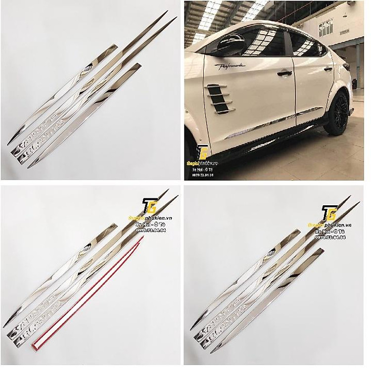 Bộ ốp sườn, nẹp sườn INOX Hyundai Elantra 2016-2020 cao cấp