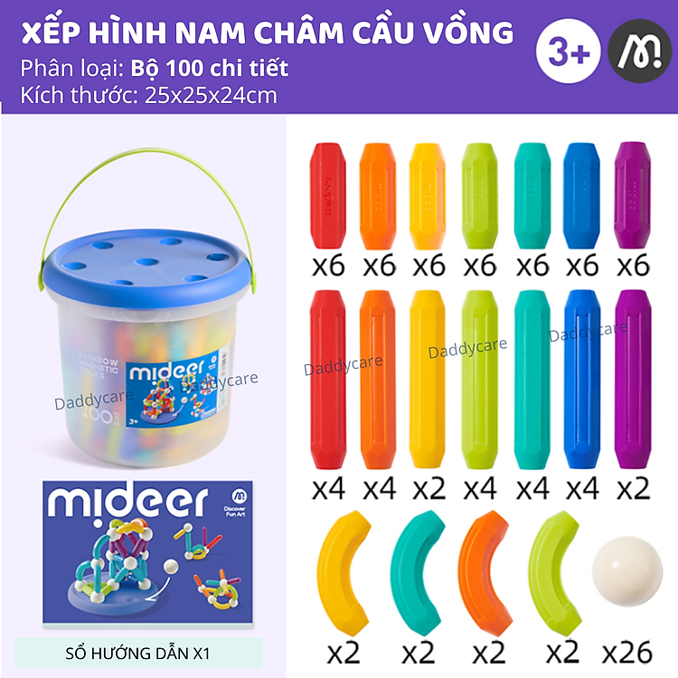 Bộ xếp hình nam châm Mideer 60 chi tiết Chính hãng Giá rẻ - Hình ảnh 3