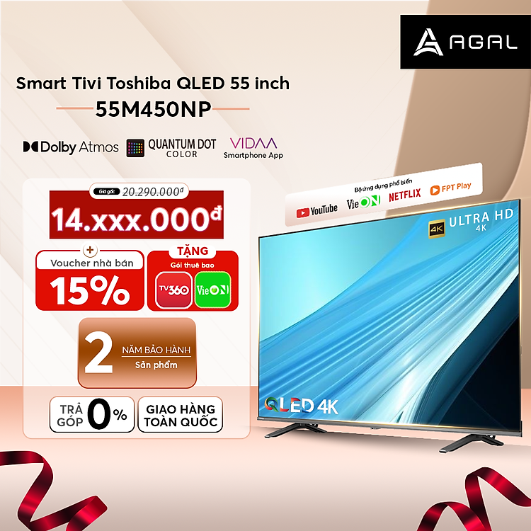 Smart Tivi Toshiba QLED 55 inch 55M450NP, Giao Hàng Toàn Quốc - Hàng Chính Hãng
