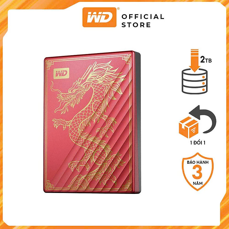 Ổ cứng di động 2TB WD My Passport Ultra Limited Edition Dragon USB 3.2 Type-C Hàng chính hãng