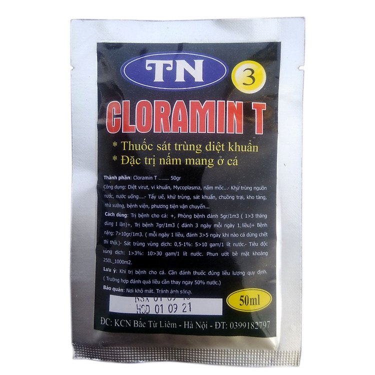 TN3 Cloramin T diệt khuẩn & trị nấm mang ở cá 50ml