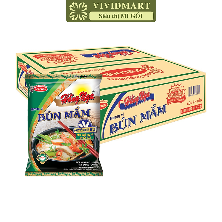 ACECOOK - Bún mắm Hằng Nga, Hằng Nga Bún mắm, Bún Hằng Nga hương vị Bún mắm, Bún mắm Acecook (72g/gói)