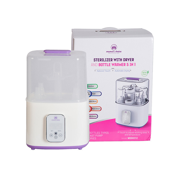 Máy Tiệt Trùng Bình Sữa Mama’s Choice 5in1 Tích Hợp Chức Năng Sấy Khô Phụ Kiện và Hâm Sữa Cho Bé, BH Chính Hãng 12 Tháng