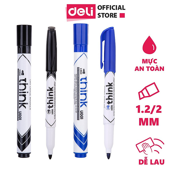 Bộ Bút Lông Bảng Deli (10 chiếc) – Đen