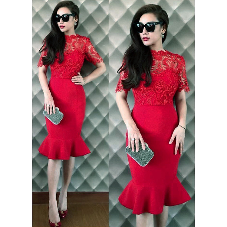 ĐẦM BODY ĐUÔI CÁ DỰ TIỆC PHỐI REN