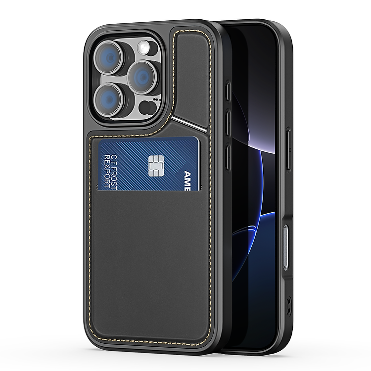 Ốp Lưng Da Sạc Từ Tính DUX DUCIS Rafi II Series Cho iPhone 16 ProMax/ iPhone 16 Pro/16 Plus/ iphone 16, có ngăn đựng thẻ, Chân Đế_ Hàng chính hãng