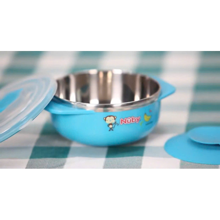 Bát ăn dặm giữ nhiệt Nuby màu xanh Chính hãng Giá rẻ - Hình ảnh 3