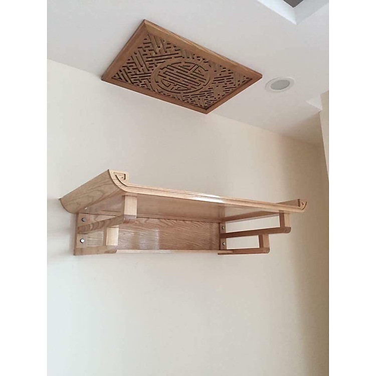 Bàn thờ treo gỗ sồi phun mầu óc chó , combo cả bộ gồm tấm chống ám khói.