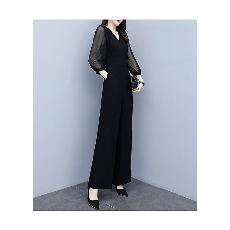 Jumsuit cổ V tay voan lưới - KT2312