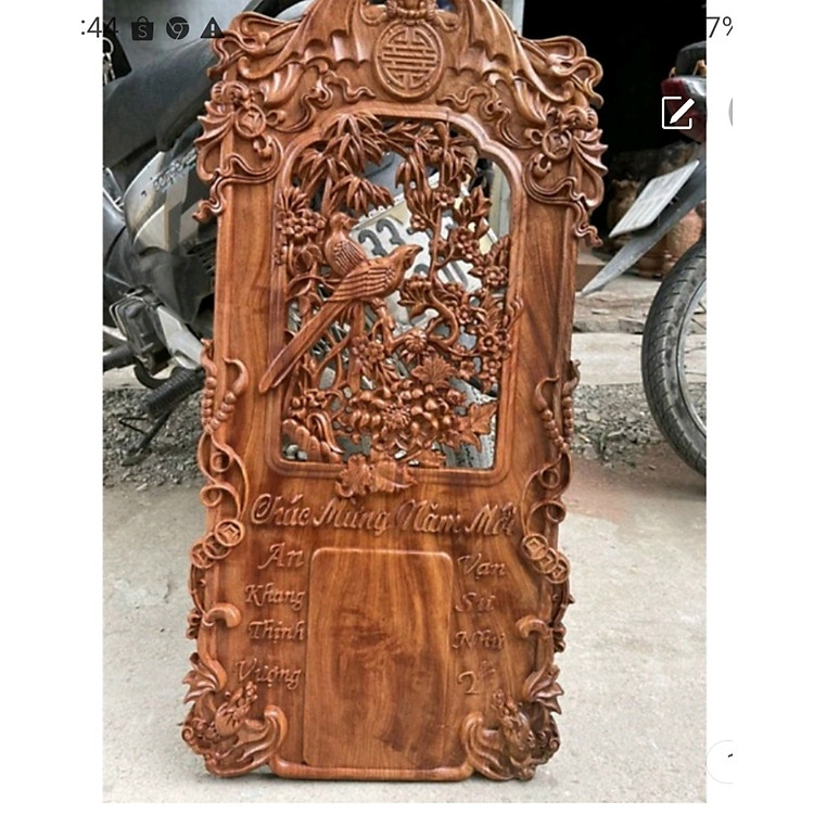 Đốc Lịch Treo Tường Cặp Chim Uyên Ơng Gỗ Hương Đá (37×77×3cm)