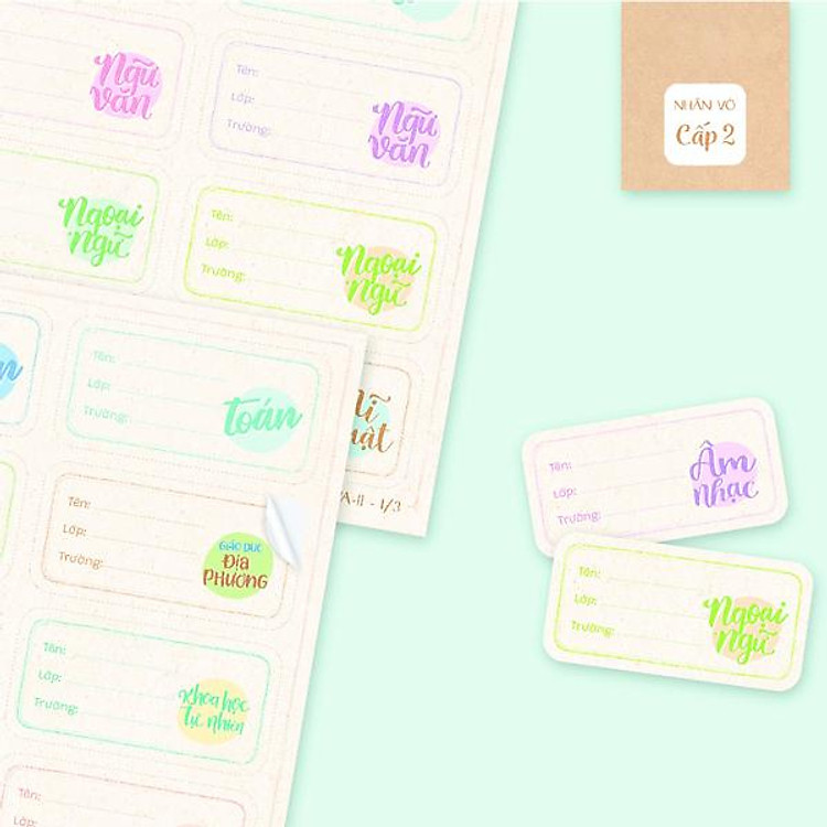 Bộ Nhãn Vở A Cấp II (24 chiếc)