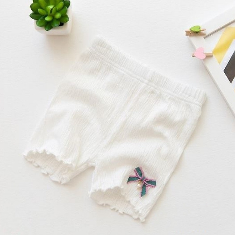 Quần đùi cotton giấy mặc cùng váy cho bé gái - hình nơ