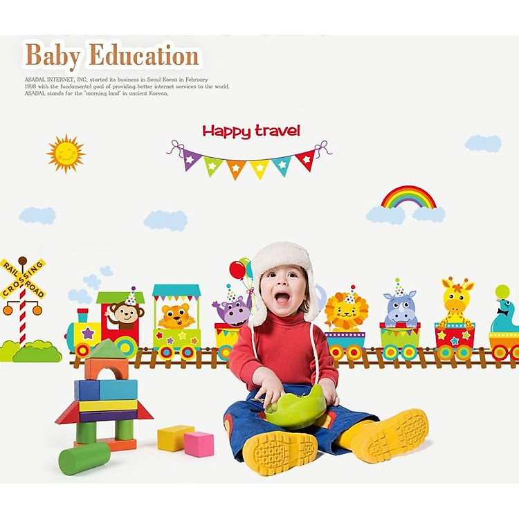 Sticker Decal Dán Tường Đoàn Tàu Happy Travel SK9011