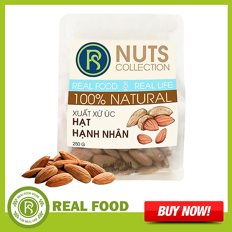 Túi Hạt Hạnh Nhân Sấy Khô Real Food (250g)