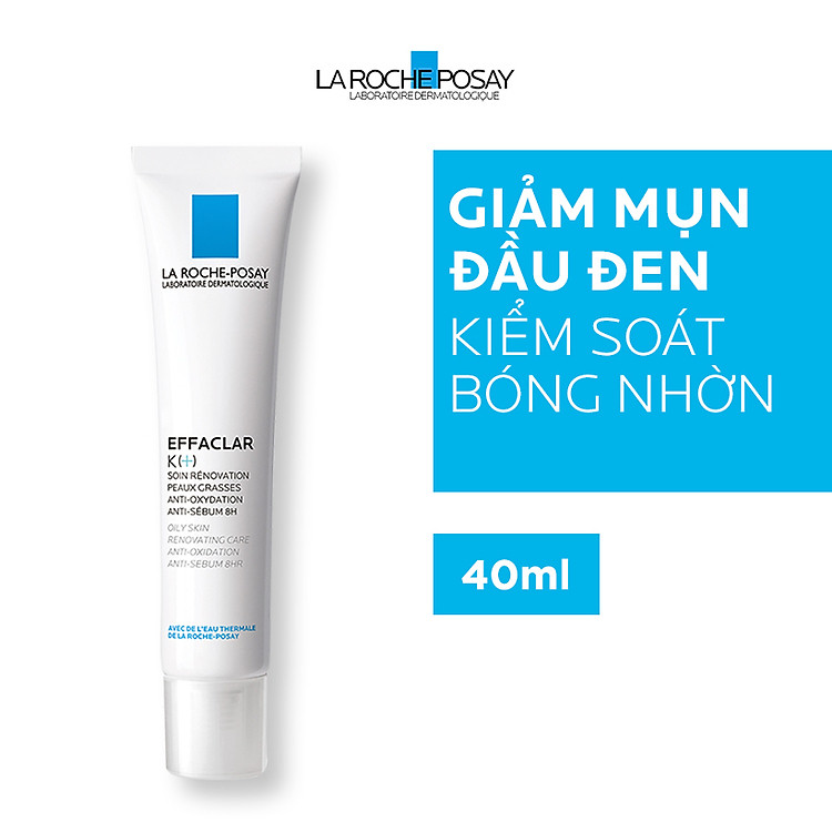 Kem Dưỡng Giúp Cải Thiện Bề Mặt Da, Giảm Mụn Đầu Đen và Giảm Bóng Nhờn La Roche Posay Effaclar K+ 40ml