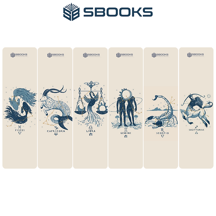 Bookmark Kẹp Sách Hoạ Tiết Cung Hoàng Đạo (Màu Trắng) (6 cái)