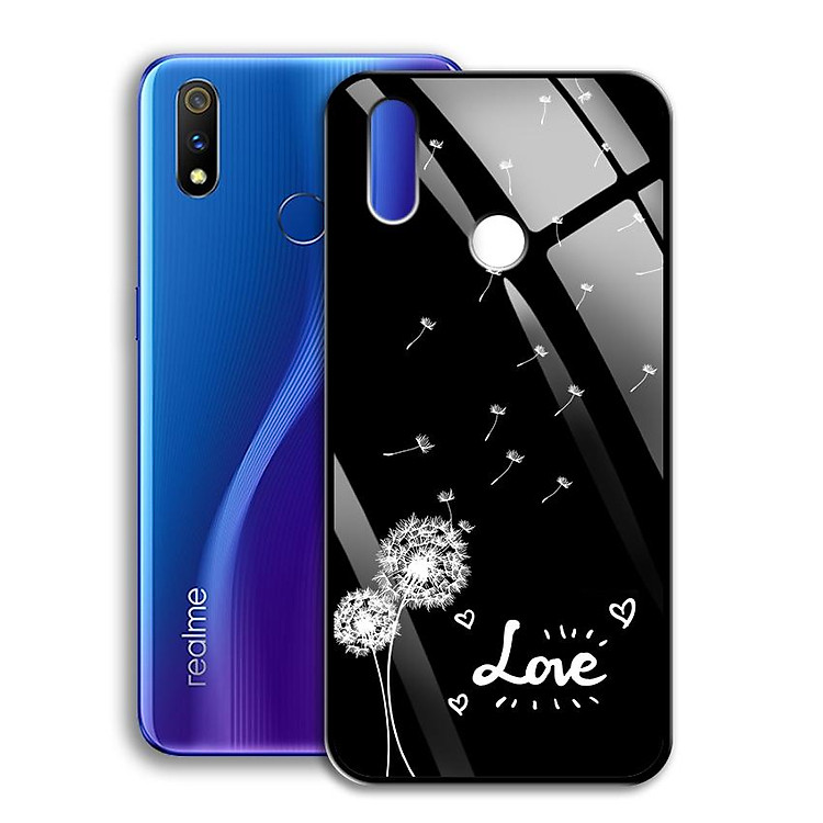 Ốp Lưng Kính Cường Lực cho điện thoại Realme 3 Pro - 0367 7890 BOCONGANH07 - In hình hoa bồ công anh - Hàng Chính Hãng