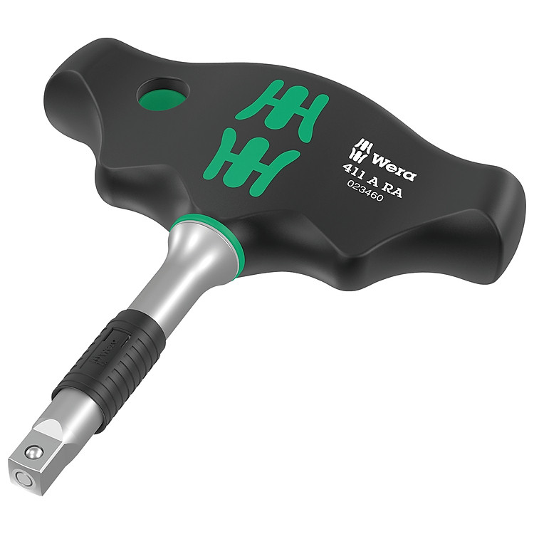 Tay vặn tuýp chữ T tự động khóa trái và phải Wera 05023460001 411 A RA với đầu vào tuýp 1/4"