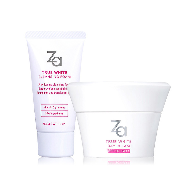 Combo Sữa rửa mặt dưỡng trắng & kem dưỡng trắng da ban ngày Za True White (Foam 50g + Day Cream 40g)