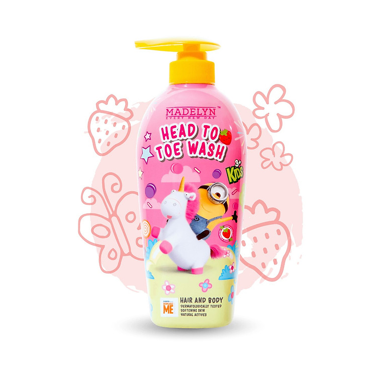 Tắm Gội Toàn Thân Hương Dâu Tây Dành Cho Trẻ Em (MINION MADELYN MINION KIDS HEAD TO TOE WASH STRAWBERRY) 500ml