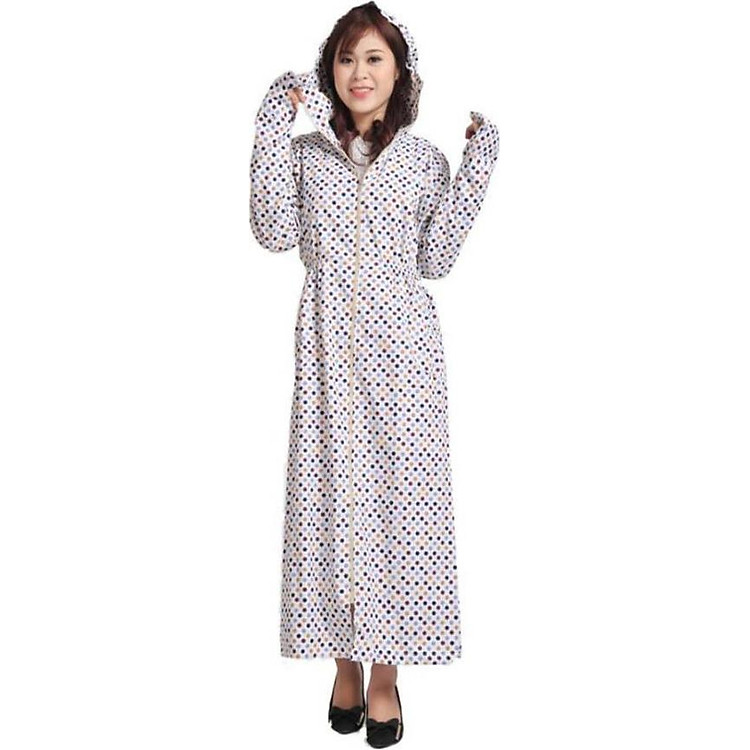 Áo khoác chống nắng toàn thân 2 lớp họa tiết vải thô kèm khẩu trang