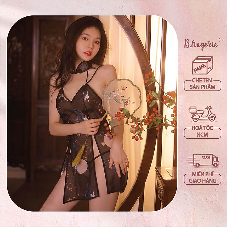 Bộ Cosplay Váy 2 Dây Sườn Xám (Không kèm quạt) - B.Lingerie