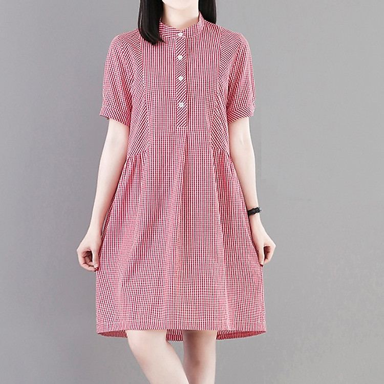 Đầm bầu kẻ caro Haint Boutique db30