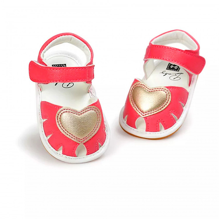 Giày tập đi sandal cho bé gái 0-18 tháng trái tim đáng yêu – TD16