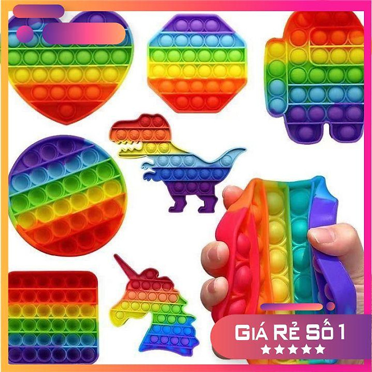 Pop It Bíp Bóp Bấm Đầu ngón tay bong bóng silicon đồ chơi giảm áp lực bóp dụng cụ cảm giác để giải tỏa cảm x