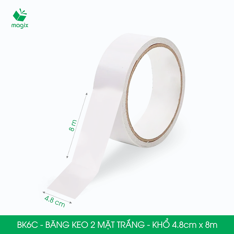 Băng keo 2 mặt BK6C (6 cuộn) – Khổ 4.8cm x 8m