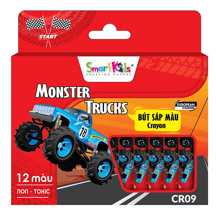 Sáp Màu Monstertruck Smartkids (Hộp 12 màu)
