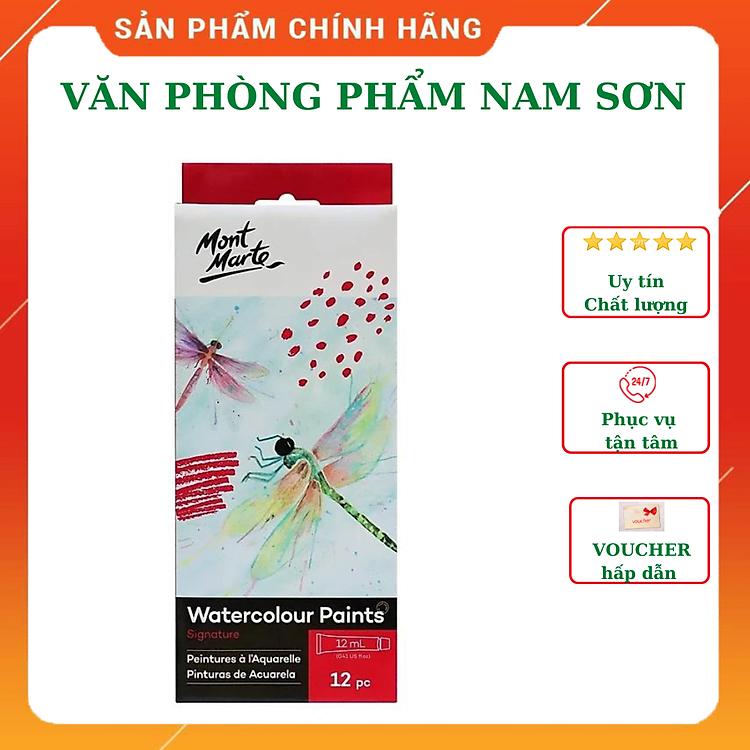Bộ Màu Vẽ Nước Mont Marte (12 màu x 12ml)