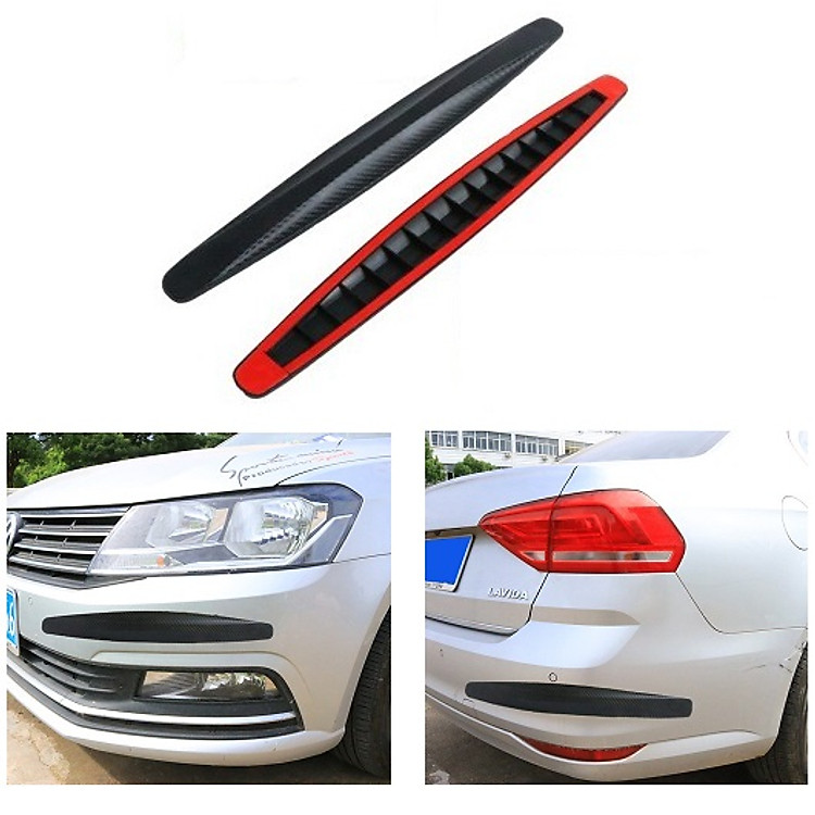 Bộ 2 Nẹp cao su vân cacbon chống va đập trầy xước 2 bên Ba đờ sốc ô tô