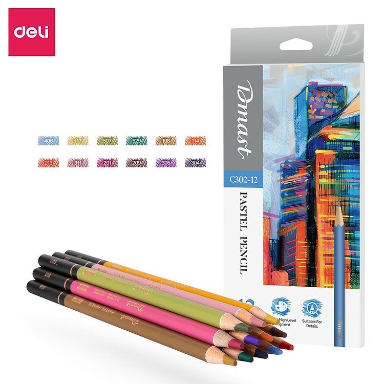Bút Chì Màu Dmast Deli (12 màu) - Ảnh 4