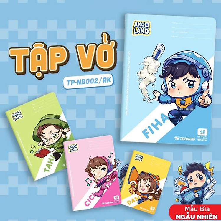 Tập Học Sinh Akooland 4 Ô Ly Vuông (48 trang, 100gsm)