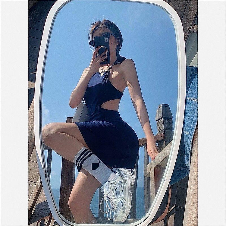 BIGSIZE ĐẦM YẾM HỞ LƯNG CÓ MÚT 2 MÀU XANH VÀ ĐEN